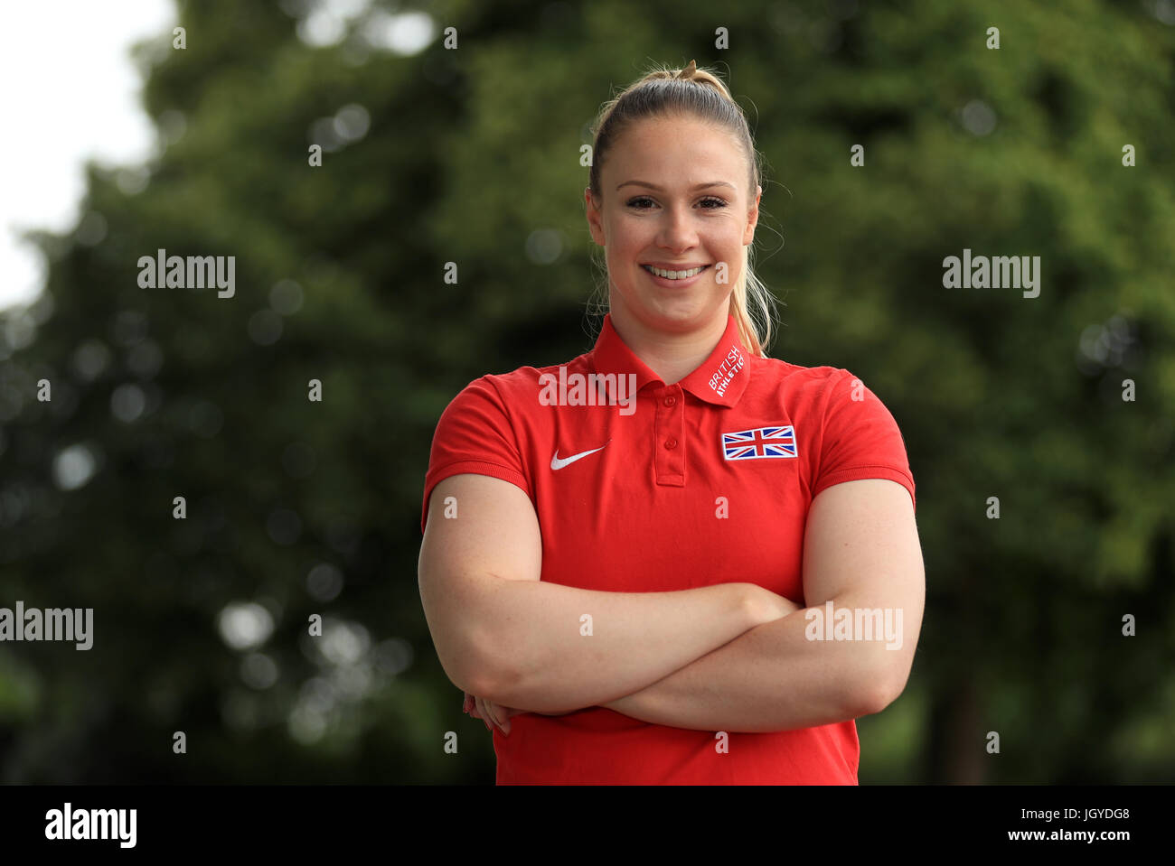 Hammer-Werfer Sophie Hitchon während der Team-Ankündigung vor den Weltmeisterschaften an der Loughborough University High Performance Center. Stockfoto