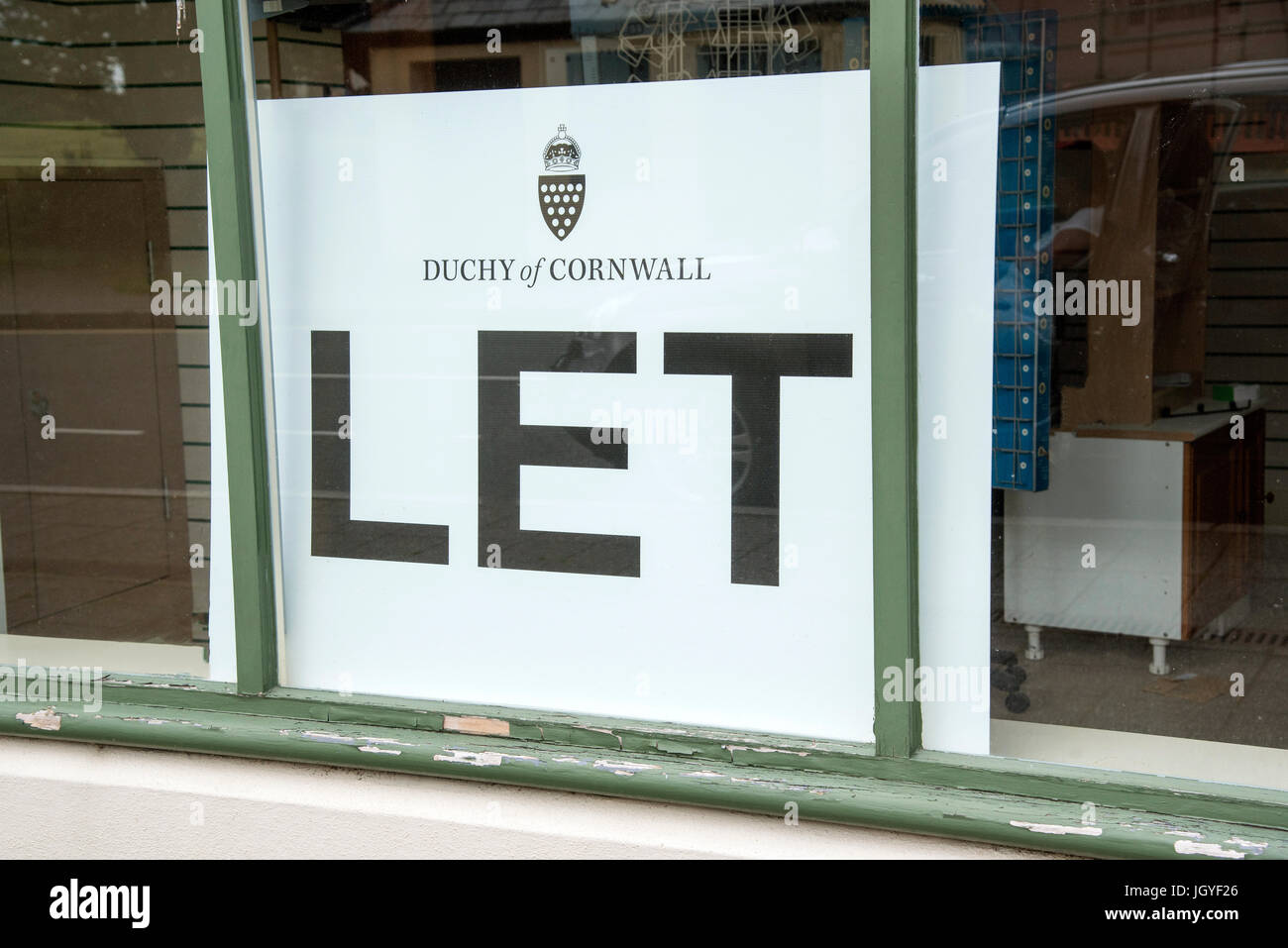 Herzogtum Cornwall Estate lassen Hinweis in einem Schaufenster in Princetown Devon UK Stockfoto