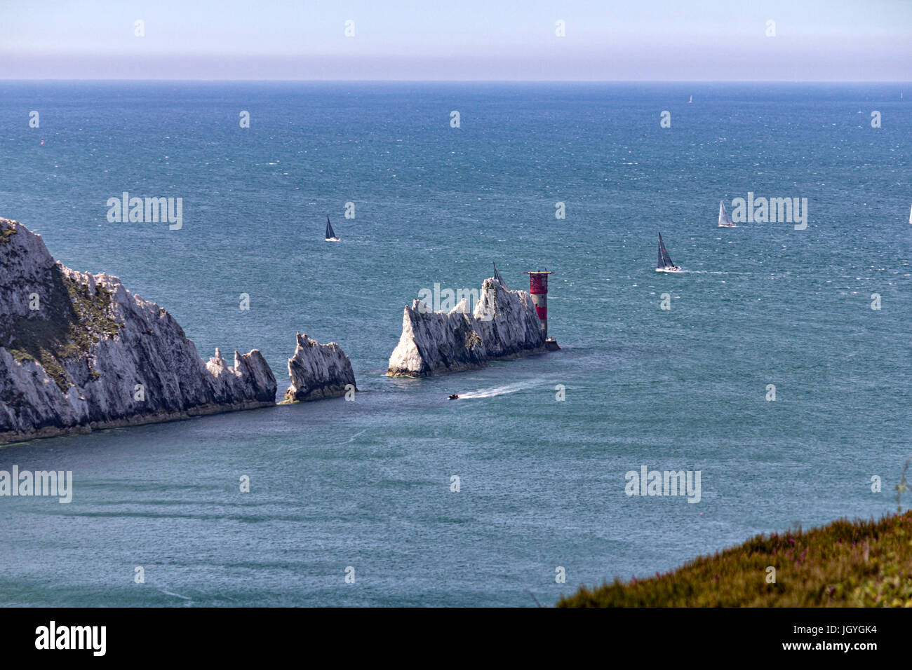 Die Nadeln von Headon Warren, Isle Of Wight, Großbritannien Stockfoto