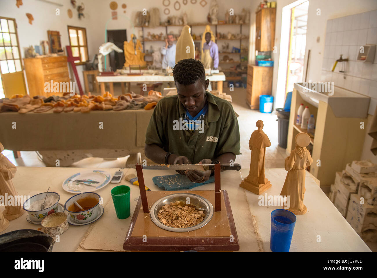 Workshop in der katholischen Mission in Saint-Blaise. Senegal. Stockfoto