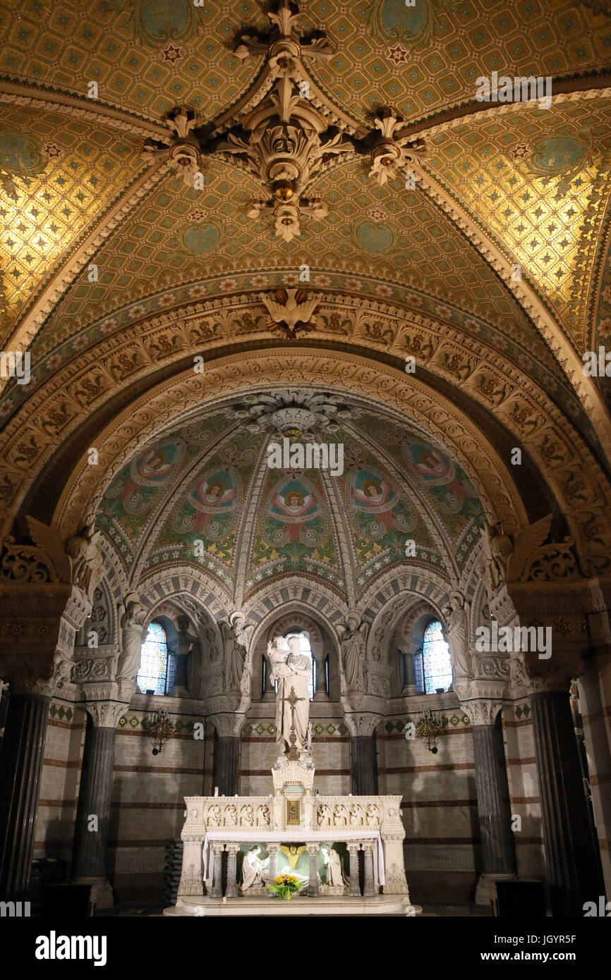 Basilika Notre-Dame de Fourvière. Die Krypta.    Lyon. Frankreich. Stockfoto