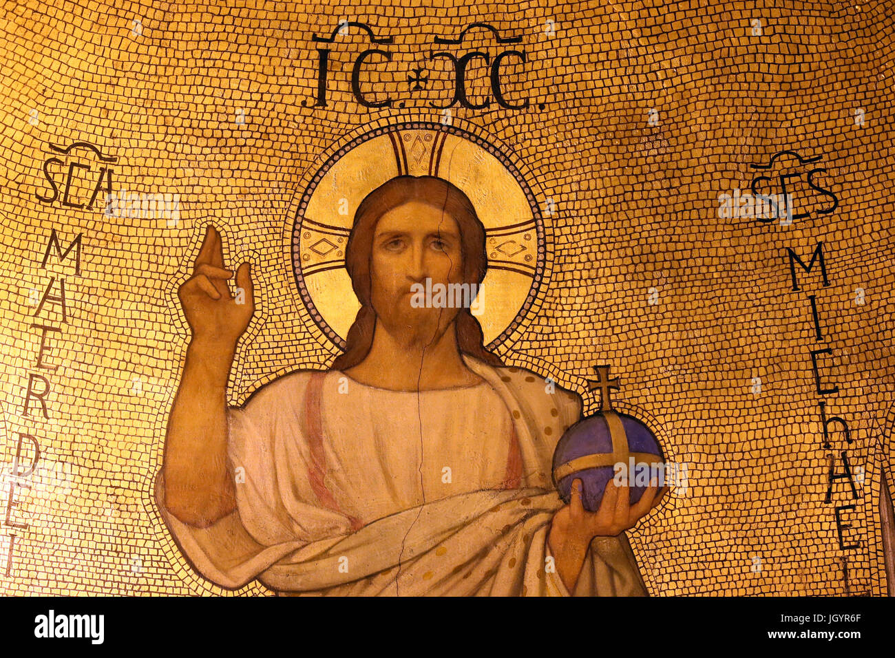 Saint-Martin d'Ainay Basilika. Mosaik. Jesus.  Lyon. Frankreich. Stockfoto