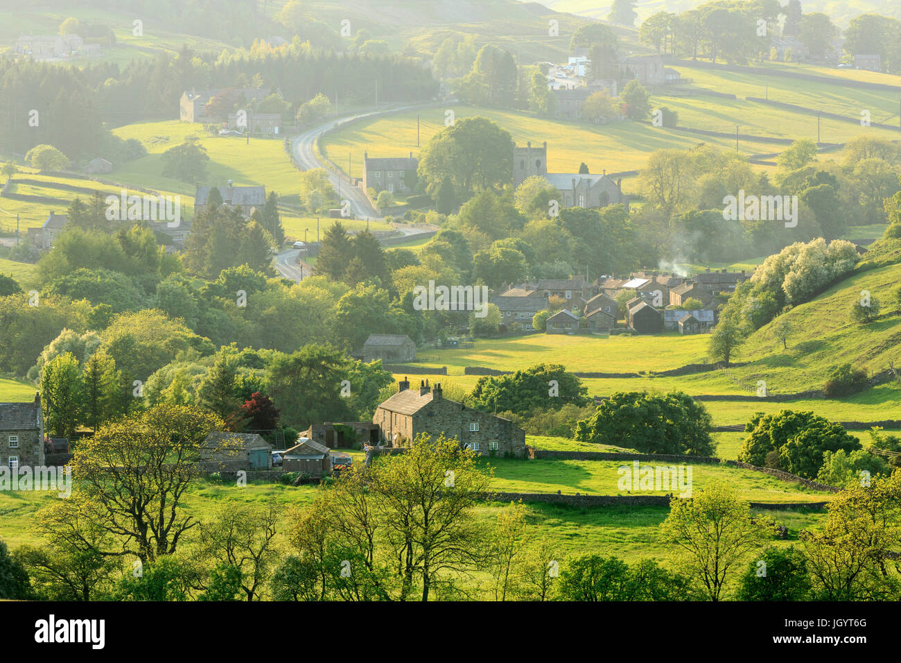 Abgelegenen Langthwaite Dorf in Arkengarthdale The Yorkshire Dales UK Stockfoto