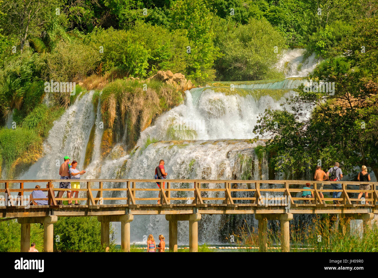 Unteren Wasserfälle Krka Nationalpark in Skradin, in der Nähe von Sibenik, Kroatien. Stockfoto
