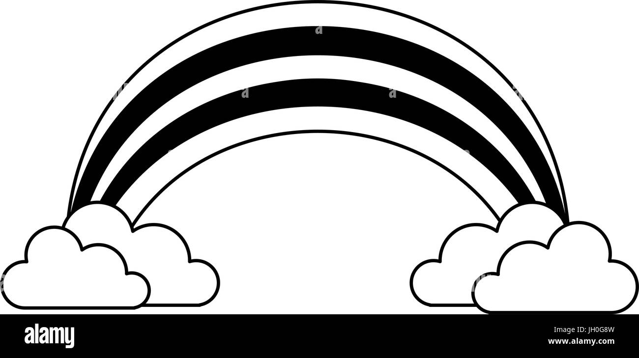 Regenbogen mit Wolken Symbolbild Stock Vektor