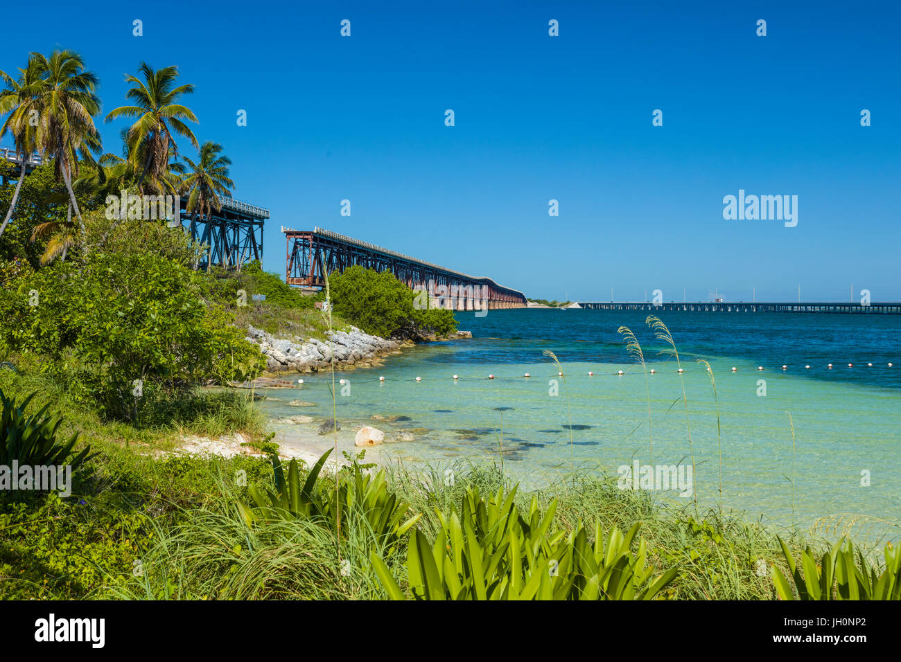 Bahia Honda Rail Bungy Altstadt der überseeischen Eisenbahn erbaut von Henry Flagler in den Florida Keys Stockfoto