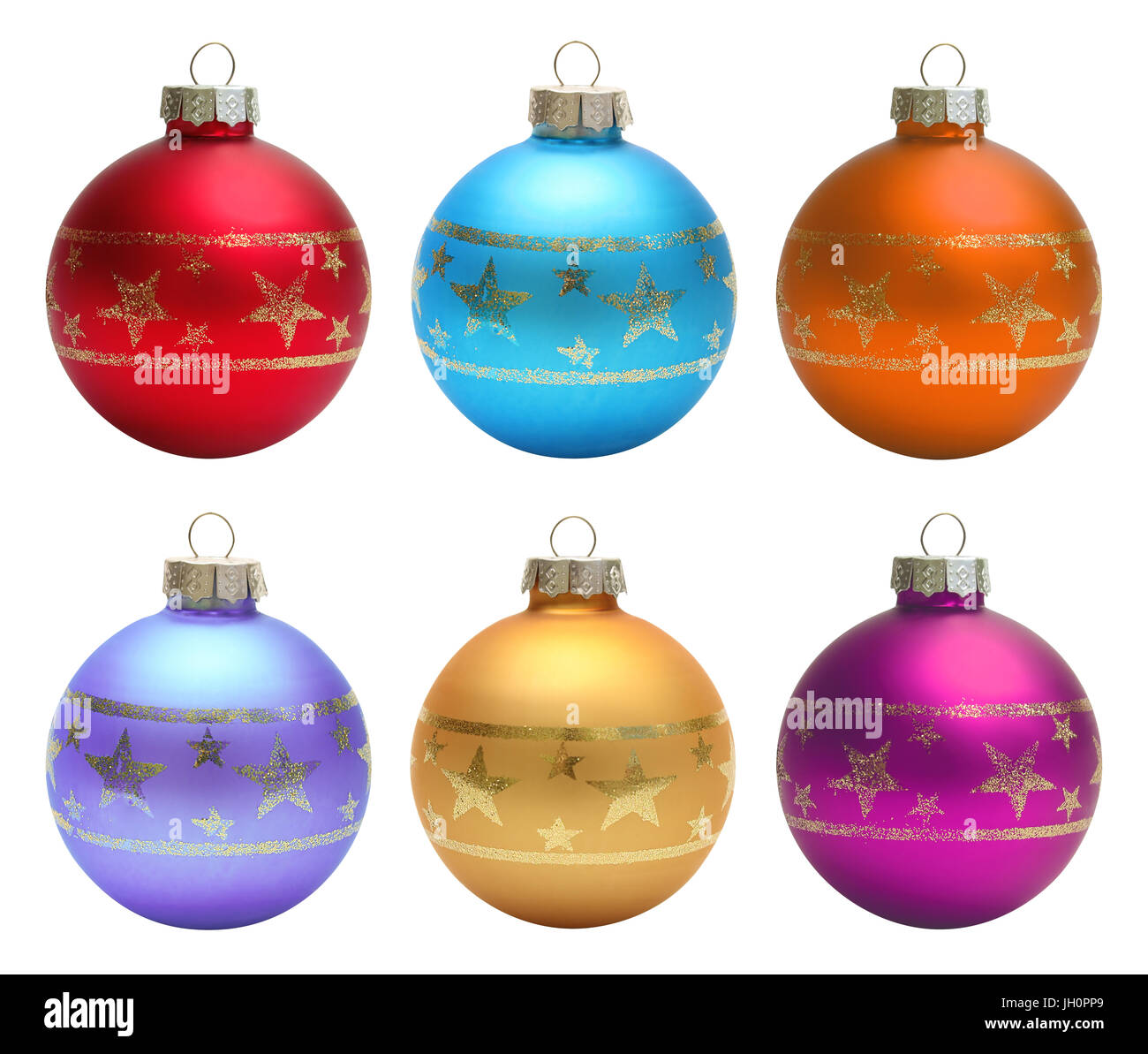 Festlegen Sie Weihnachtskugeln isoliert über weiße Beschneidungspfad Stockfoto