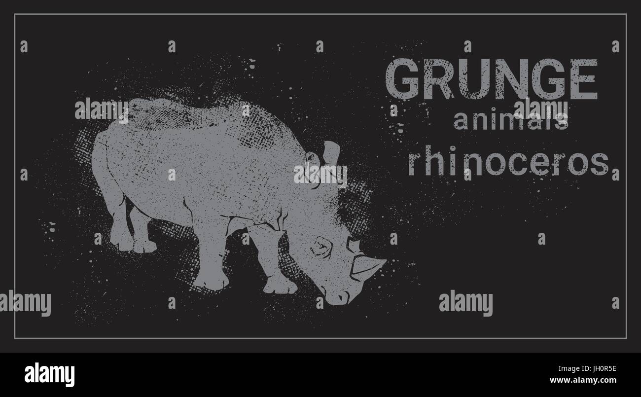Silhouette Rhino In Grunge Design Tier Stilikone Stock Vektor