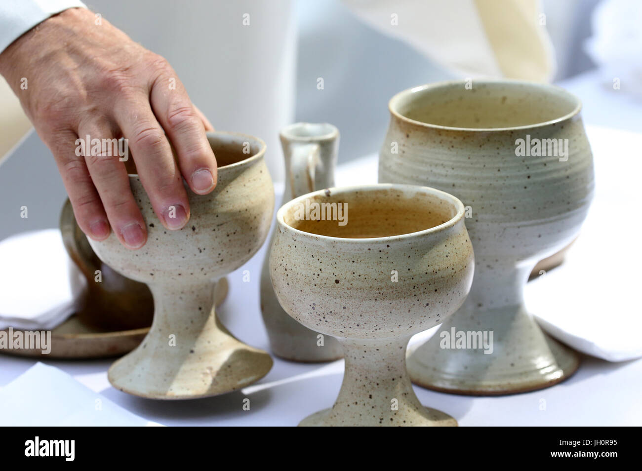 Heiligtum der Benite La Fontaine. Katholische Messe.  Eucharistie.  Frankreich. Stockfoto