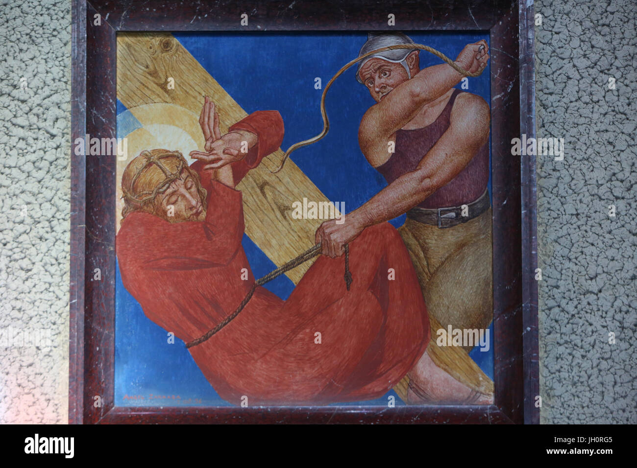 Die Passion Christi Malerei im Sacred Heart Kirche, Gentilly. Frankreich. Stockfoto