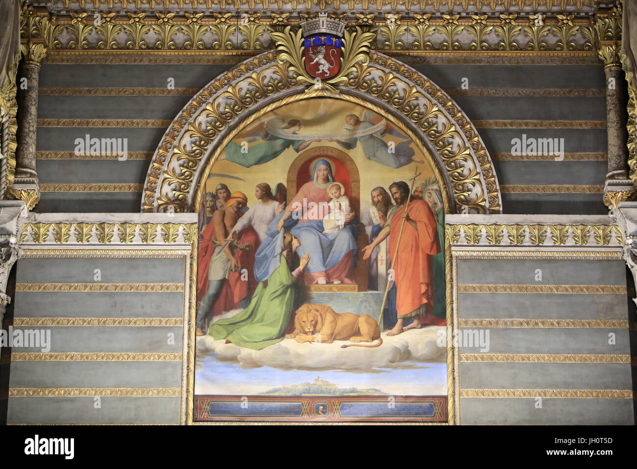 Tabelle Orsel Victor (1795-1850). Lyon von Cholera gerettet. Jungfrau Maria und Santa Blandina. Krypta. Basilika von Notre-Dame de Fourvi re. Lyon. Stockfoto