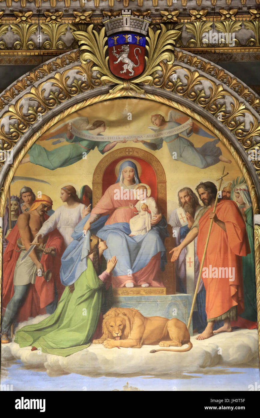 Tabelle Orsel Victor (1795-1850). Lyon von Cholera gerettet. Jungfrau Maria und Santa Blandina. Krypta. Basilika von Notre-Dame de Fourvi re. Lyon. Stockfoto