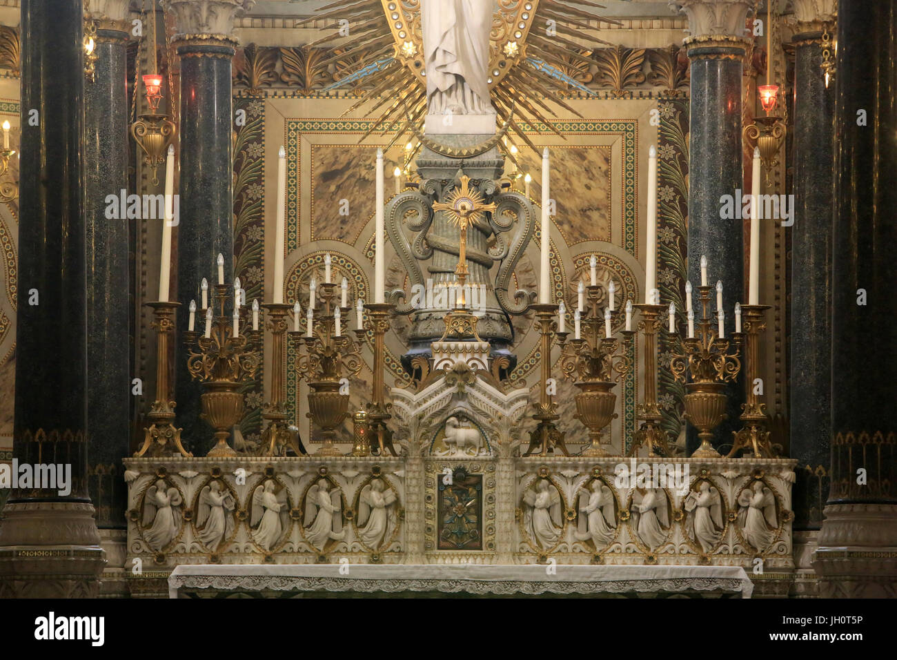 Altar. Basilika von Notre-Dame de Fourvi re. Lyon. Stockfoto