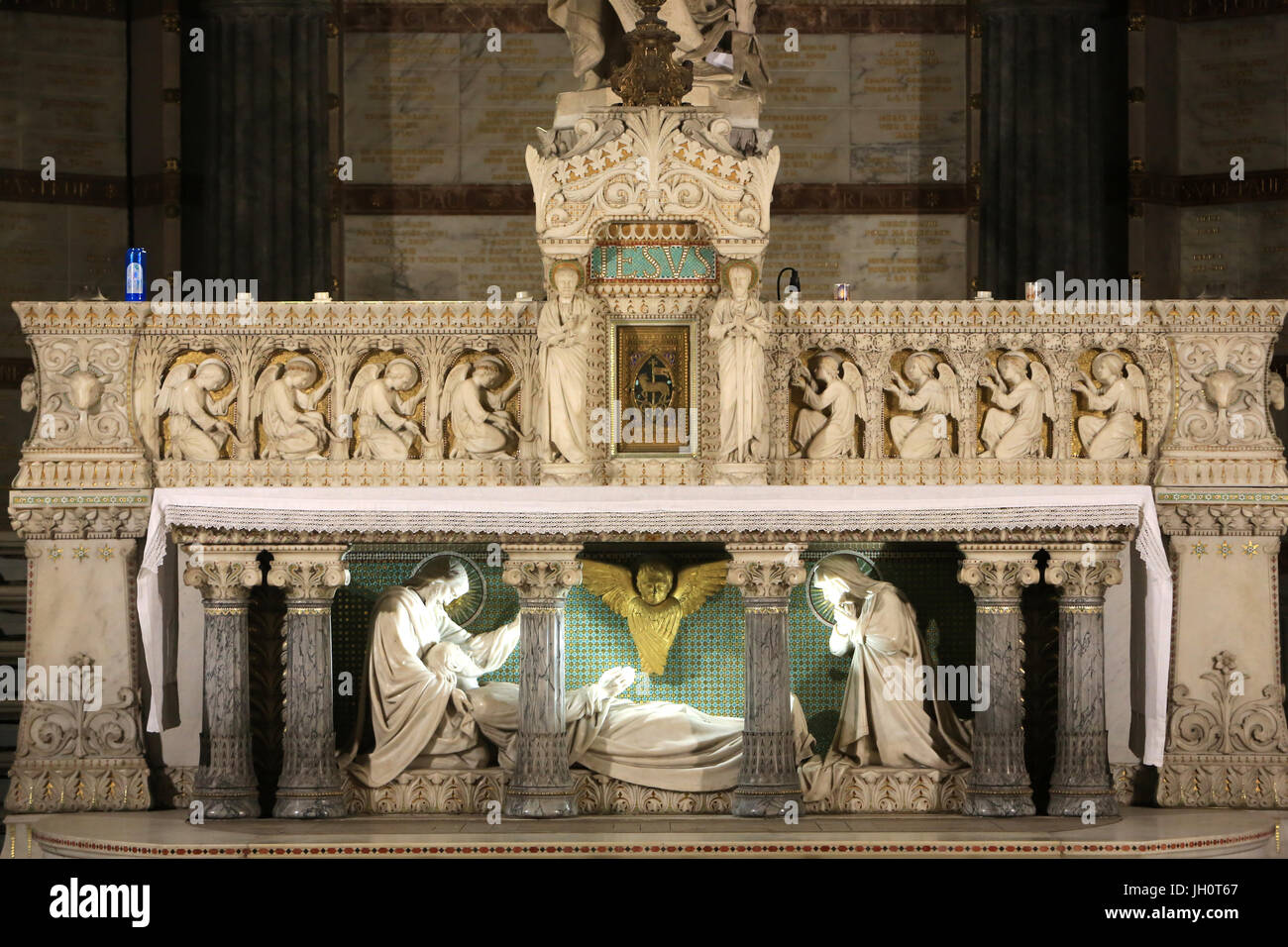 St. Joseph sterben. Altar. Kapelle von St. Joseph. Krypta. Basilika von Notre-Dame de Fourvi re. Lyon. Frankreich. Stockfoto