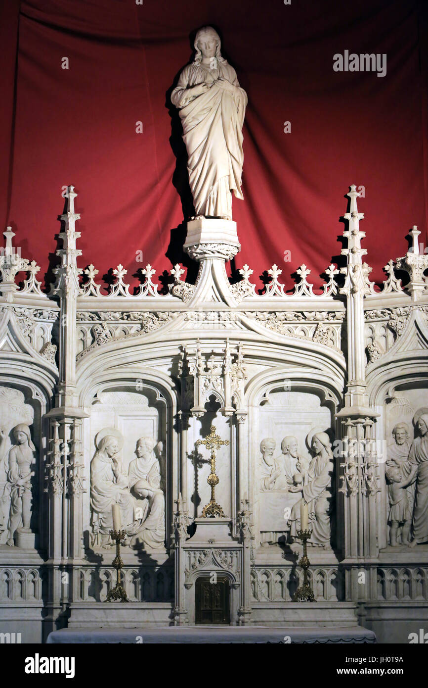 Jesus Christus. Neugotische Altar geschnitzt im neunzehnten Jahrhundert. Herz-Kapelle. Saint-Nizier Kirche. Lyon. Frankreich. Stockfoto
