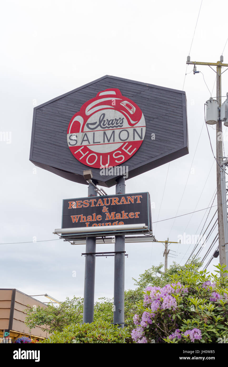 Melden Sie den Toren Ivars Salmon House auf NE Northlake Weg am Lake Union, Seattle, Washington, USA Stockfoto