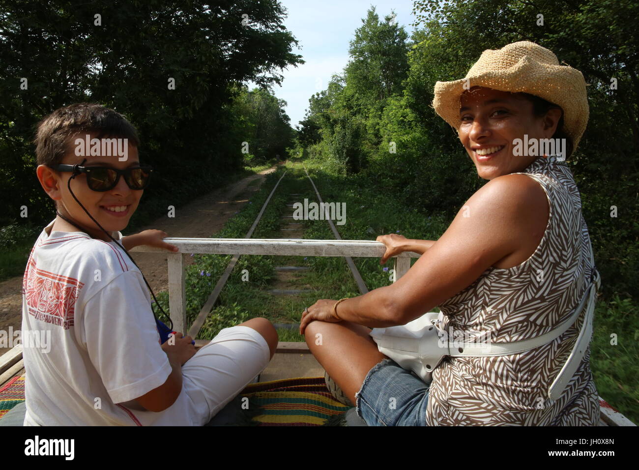 Battambang Bambus Zug. Kambodscha. Stockfoto Battambang Bambus Zug. Kambodscha. Stockfoto