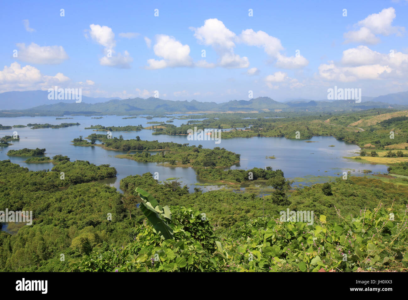 Landschaft. Nam Ngum See und Inseln. Vientiane-Provinz. Laos. Stockfoto
