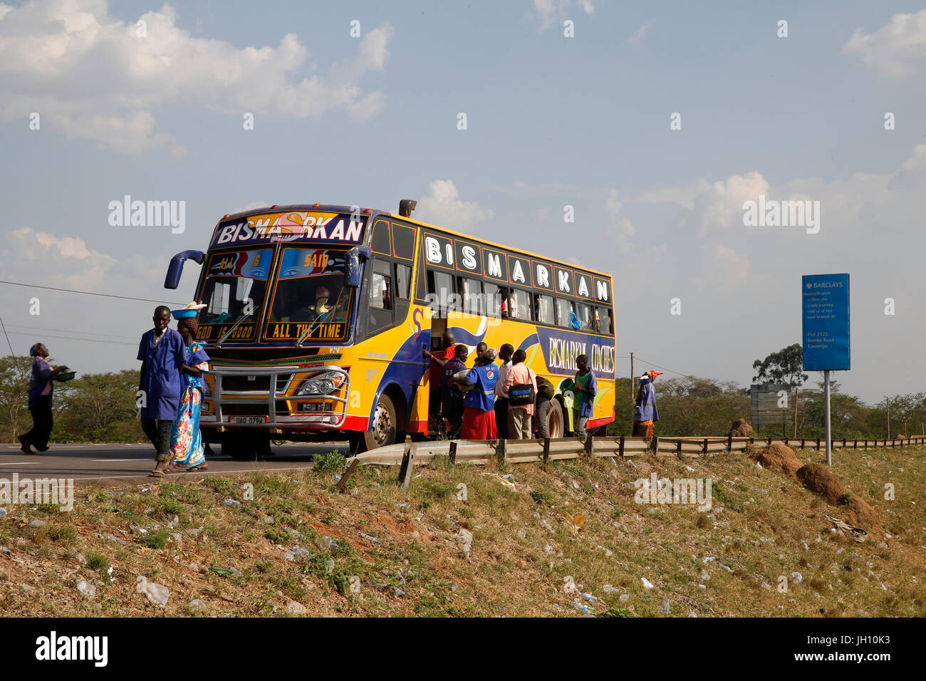 Hielt der Bus an Kafu Kreuzung. Stockfoto