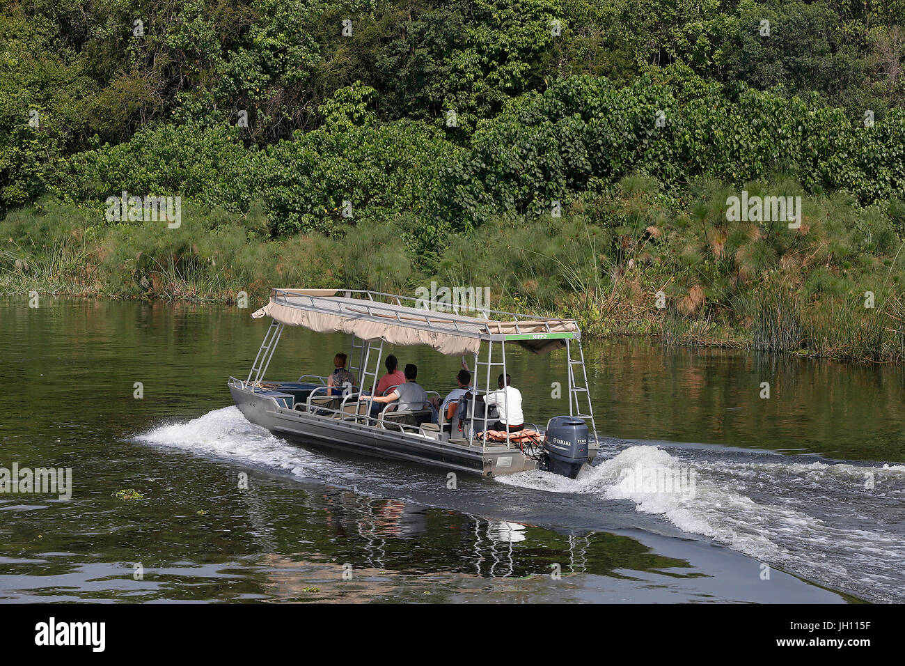 Touristischen Boot Richtung Murchison fällt. Uganda. Stockfoto