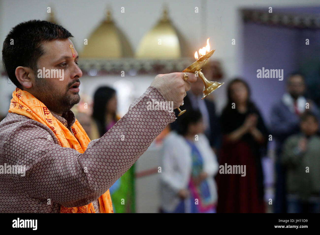 Shree Ram Mandir, Leicester. Diwali Puja. Vereinigtes Königreich. Stockfoto