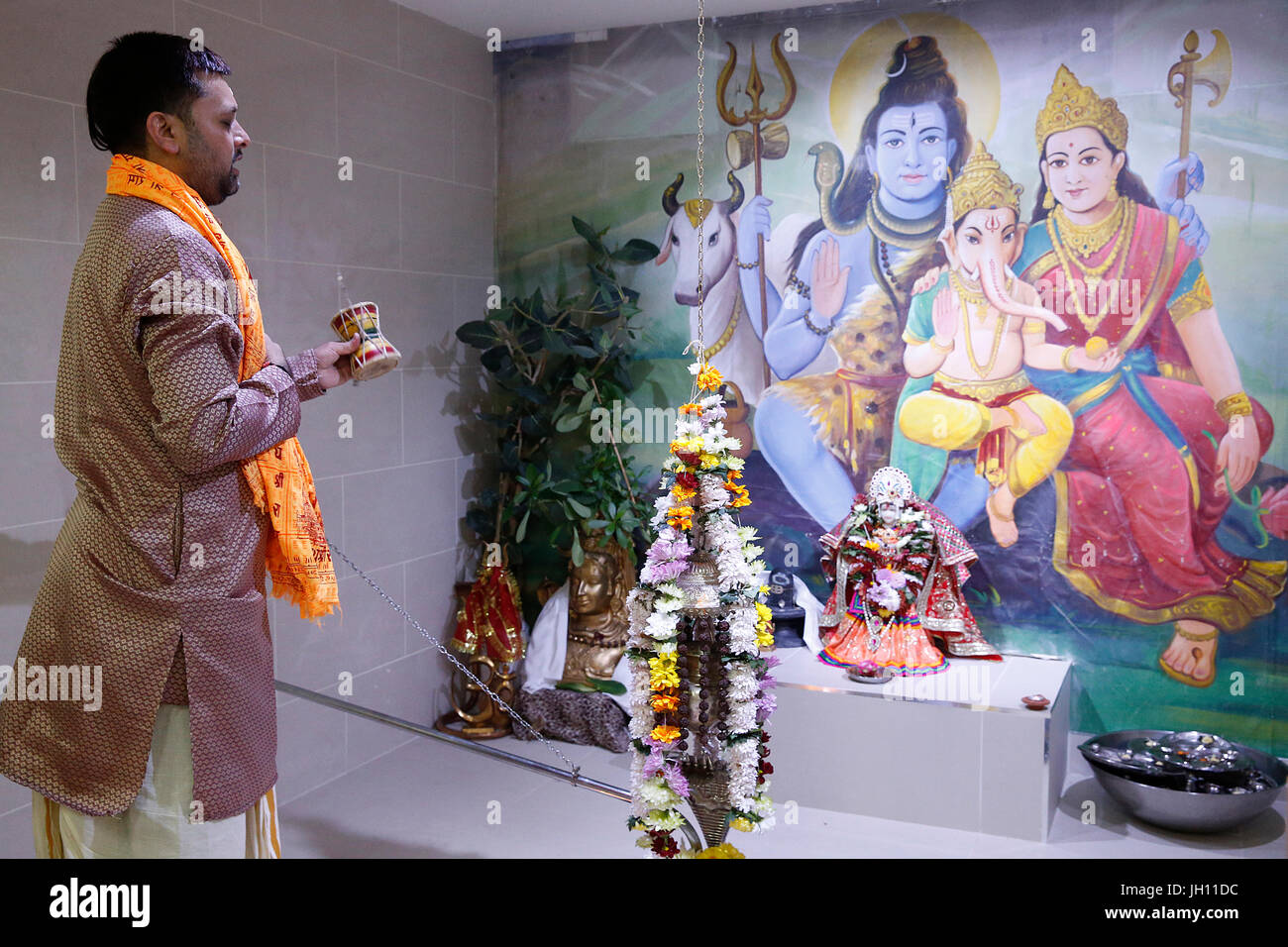 Shree Ram Mandir, Leicester. Diwali Puja. Vereinigtes Königreich. Stockfoto