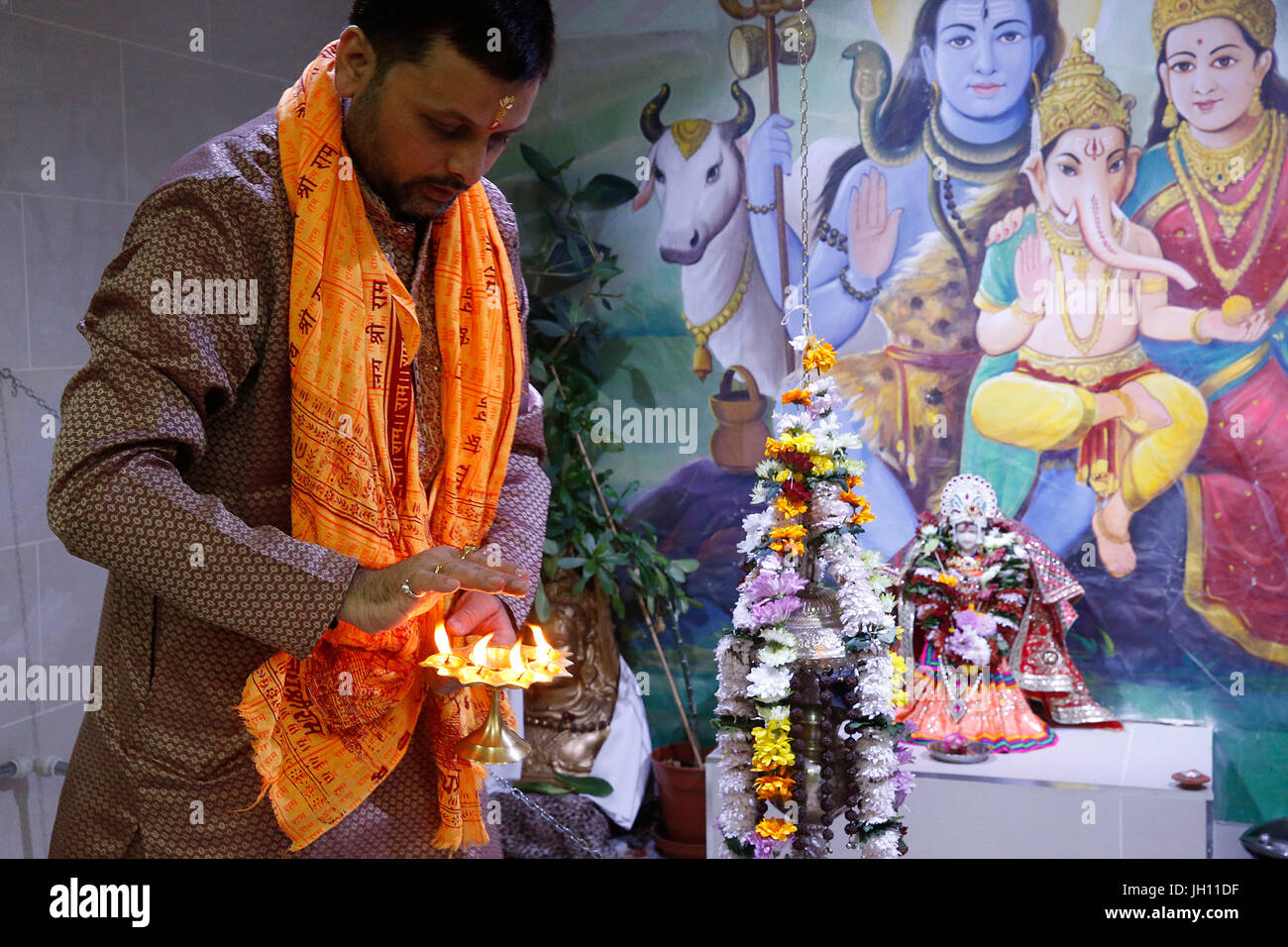 Shree Ram Mandir, Leicester. Diwali Puja. Vereinigtes Königreich. Stockfoto