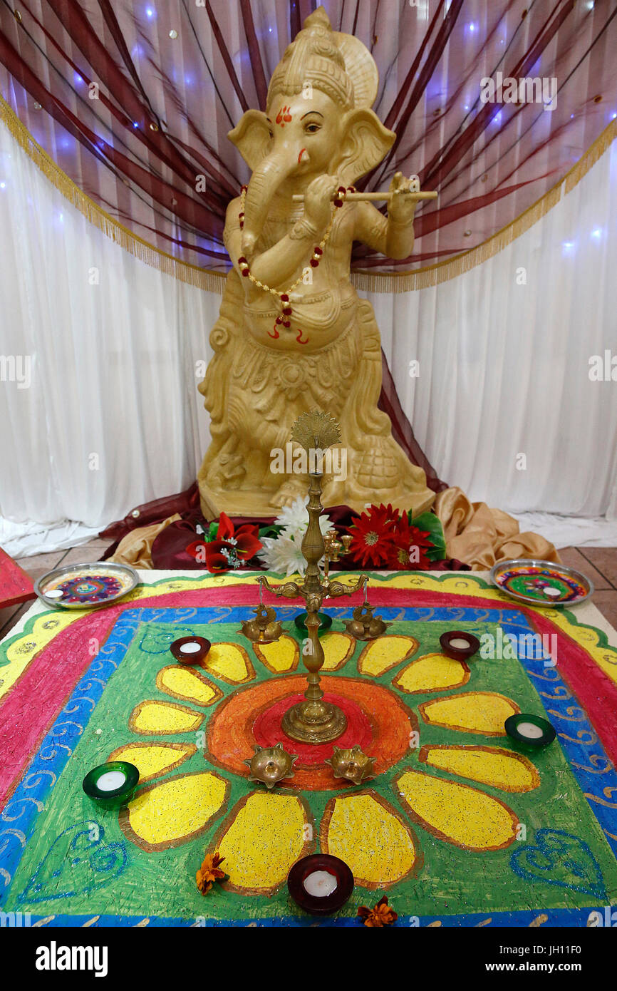 Diwali-fest im Sanatan Mandir hindu-Tempel, Leicester. Vereinigtes Königreich. Stockfoto