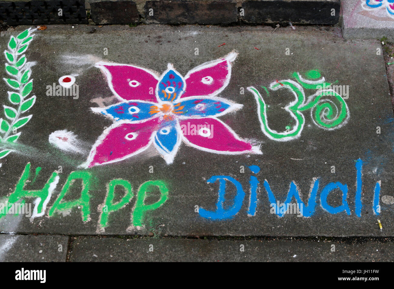 Diwali Rangoli. Vereinigtes Königreich. Stockfoto