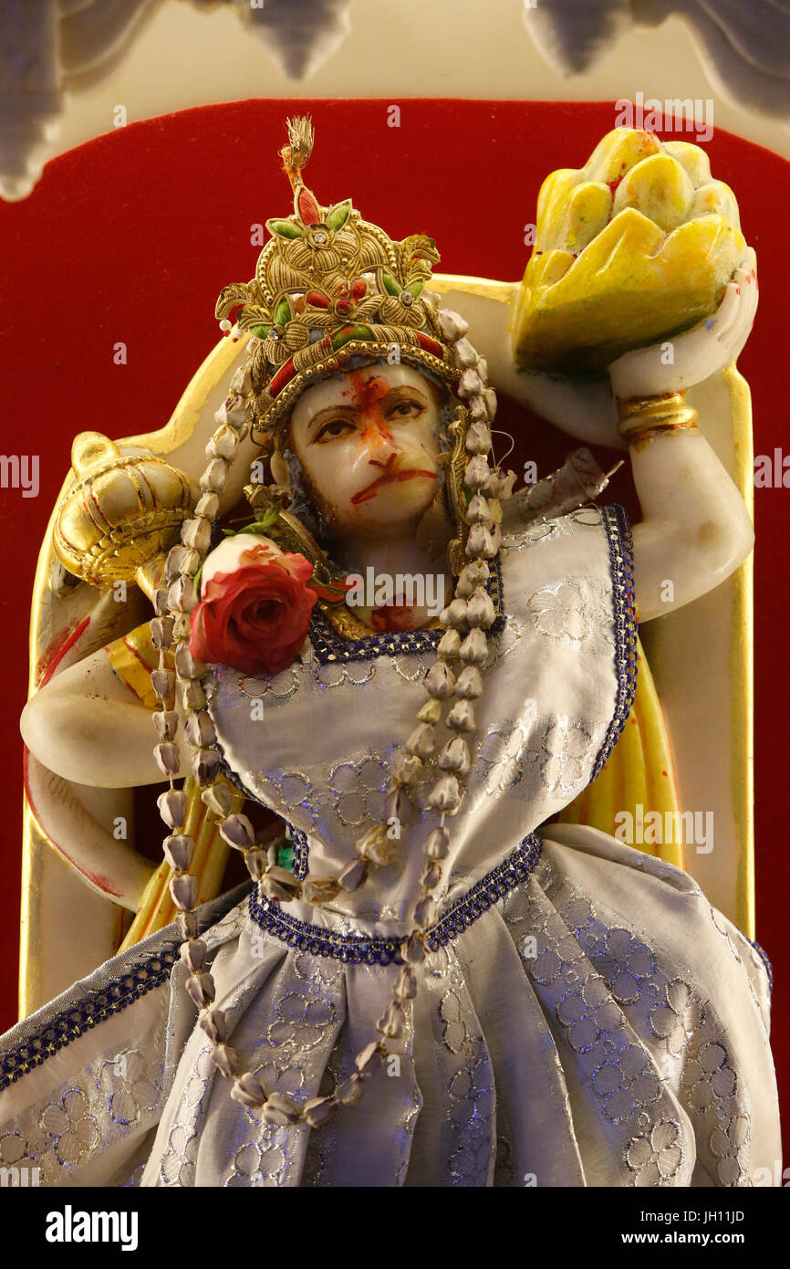 Jalaram Prathna hindu-Tempel, Leicester. Hanuman Murthi. Vereinigtes Königreich. Stockfoto