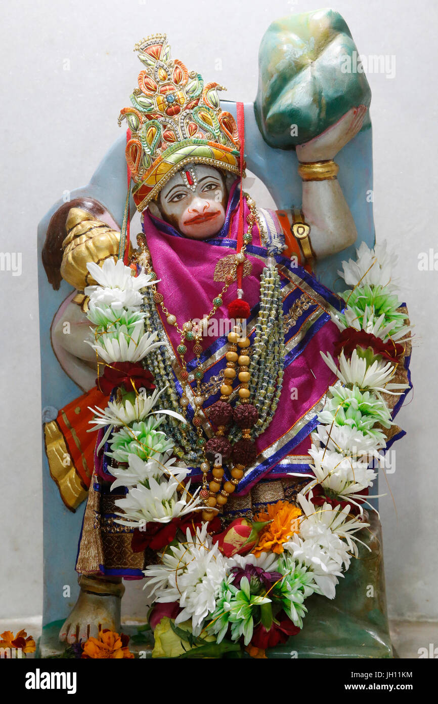 Sanatan Mandir hindu-Tempel, Leicester. Hanuman Murthi (Statue). Vereinigtes Königreich. Stockfoto