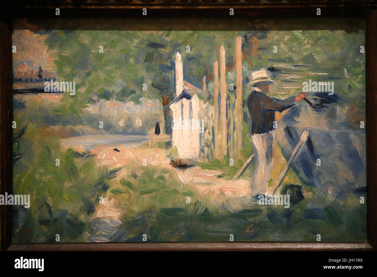 Die Courtauld Gallery. Georges Seurat. Eine Boot, um 1883 Bild Mann. Öl auf Holz. Vereinigtes Königreich. Stockfoto