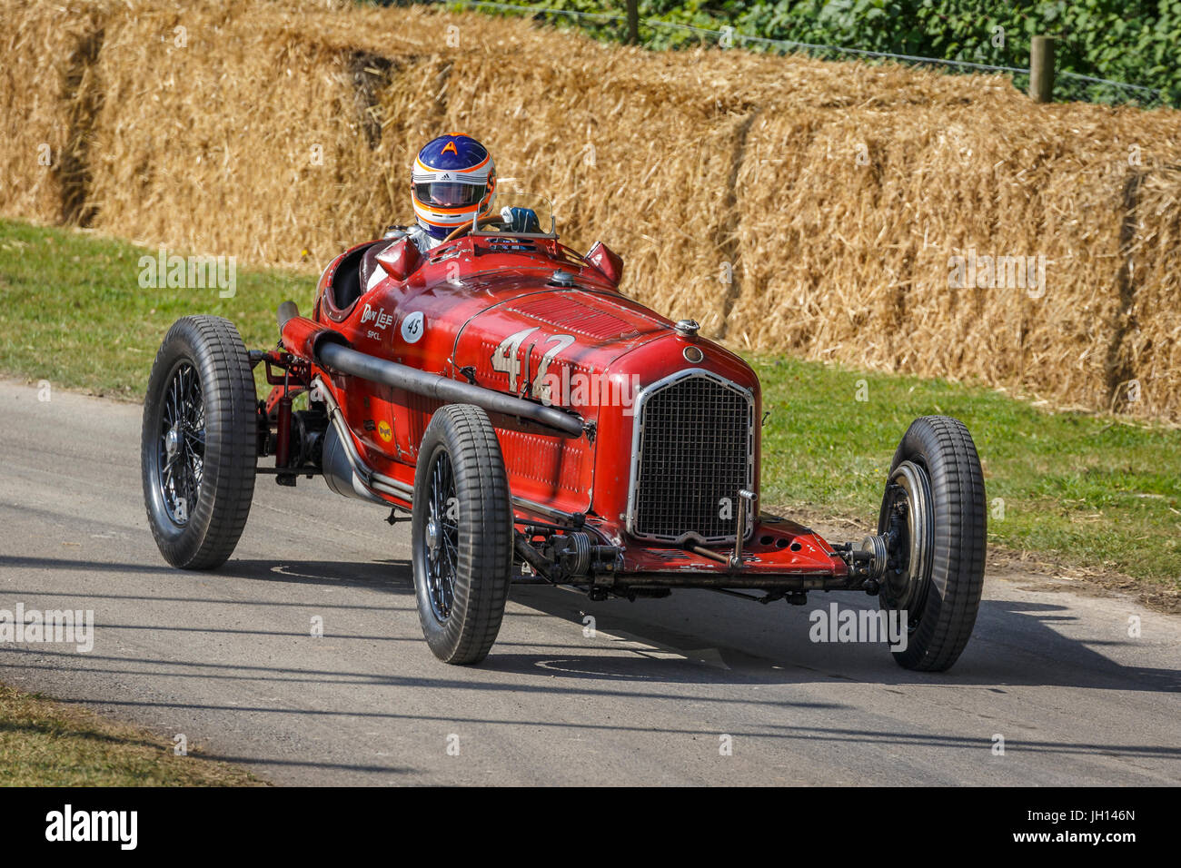 1934 Alfa Romeo Tipo B 'Don Lee Special' mit Fahrer James Wood auf 2017 Goodwood Festival of Speed, Sussex, England, UK. Stockfoto
