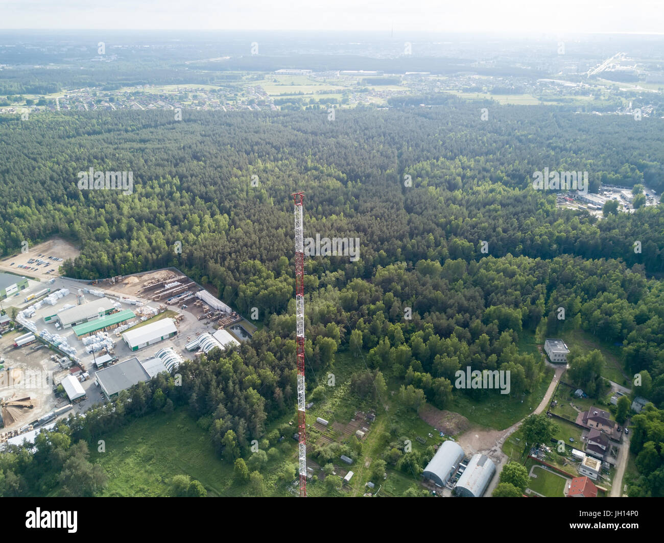 drone Abend Dämmerung Sonnenuntergang Luftaufnahme von Landschaft, Ansicht von oben Stockfoto