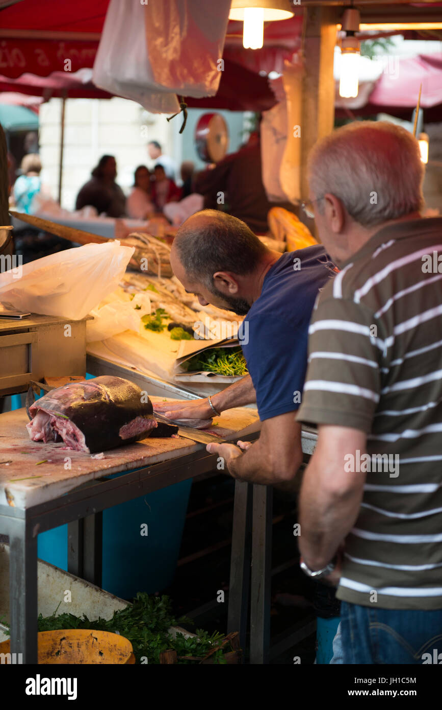 Fischmarkt, Taormina, Messina, Sizilien, Italien, Europa, spötterisch Stockfoto