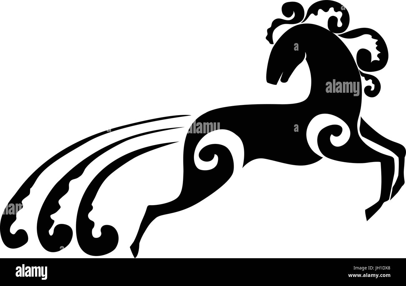 Pferd Schwarz Symbol Silhouette ausgeführt. Vektor-Illustration-Illustration isoliert auf weiss Stock Vektor