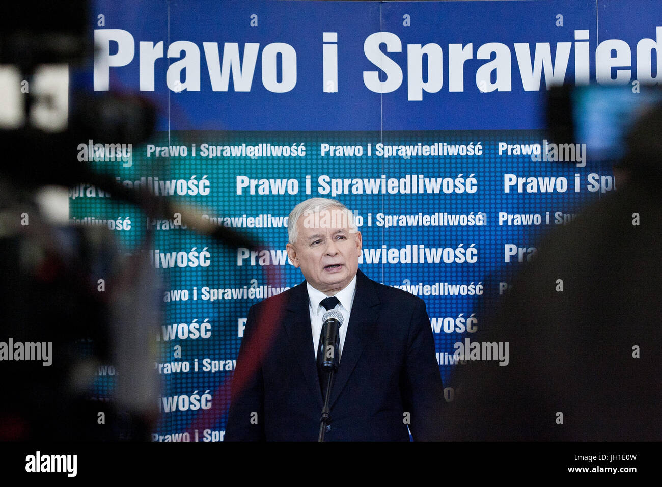 Jaroslaw Kaczynski in 2014, Vorsitzende der rechtsextremen Partei Recht und Gerechtigkeit, polnische konservative Politiker, Mitglied des Parlaments. Stockfoto