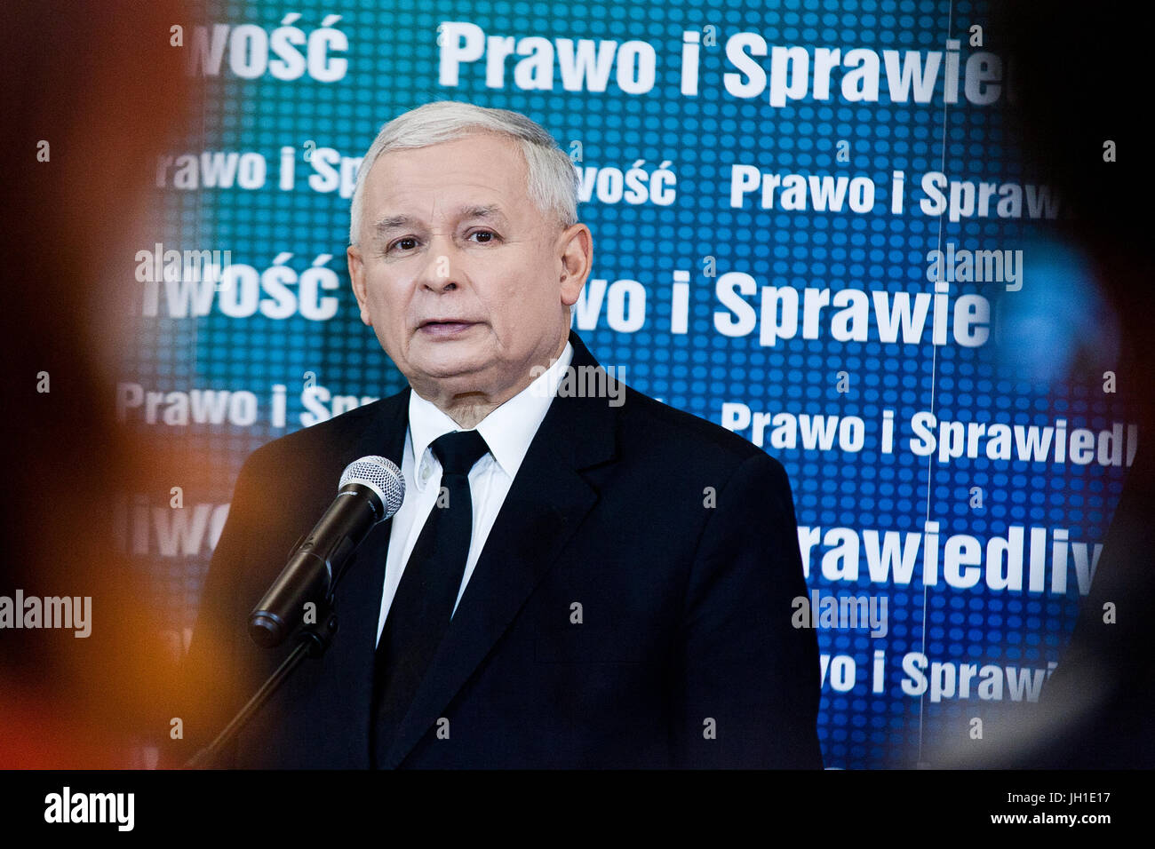 Jaroslaw Kaczynski in 2014, Vorsitzende der rechtsextremen Partei Recht und Gerechtigkeit, polnische konservative Politiker, Mitglied des Parlaments. Stockfoto