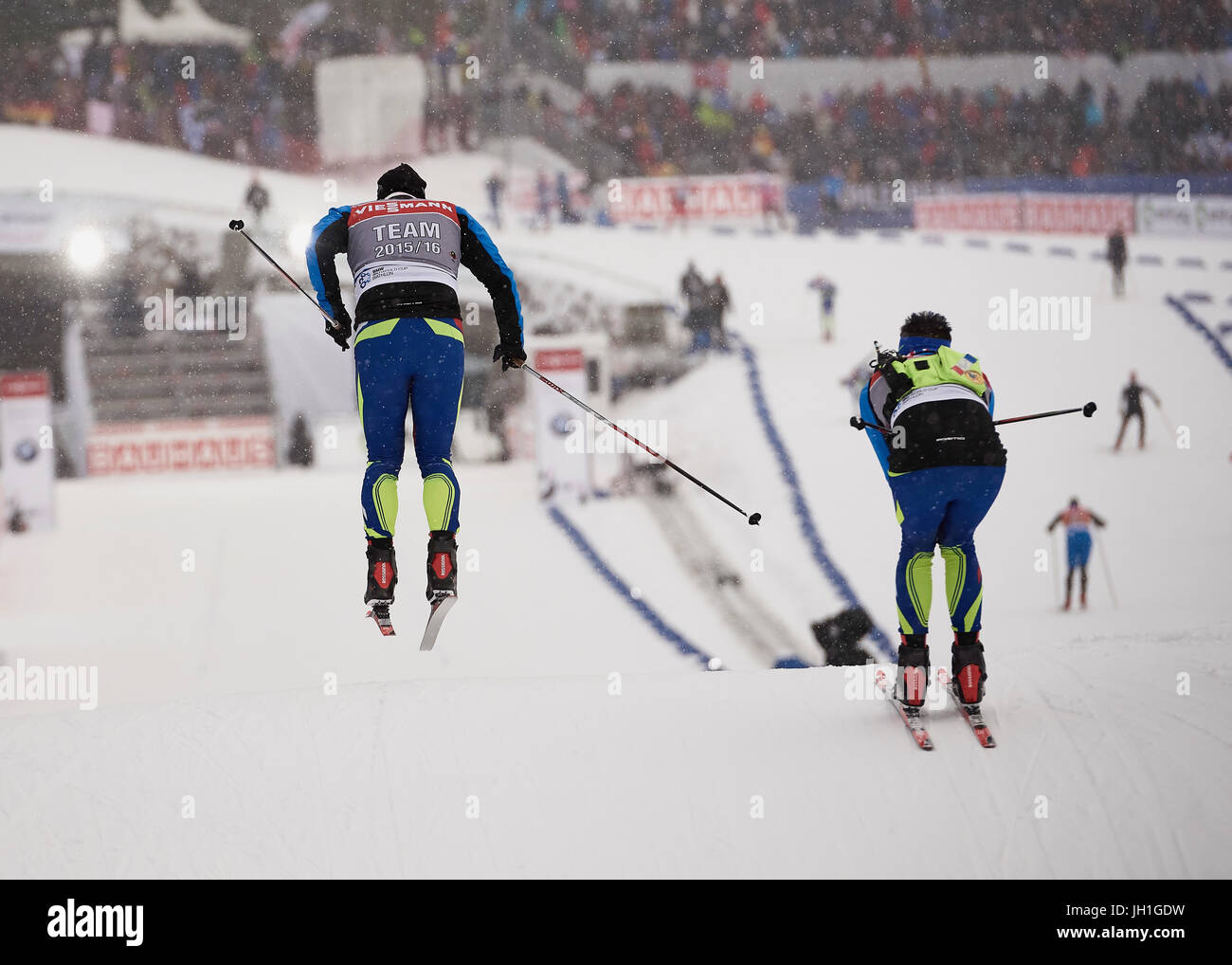 Französische Wachs Männer testen Ski bei der IBU Biathlon World Championships Oslo Norwegen 2016 Stockfoto