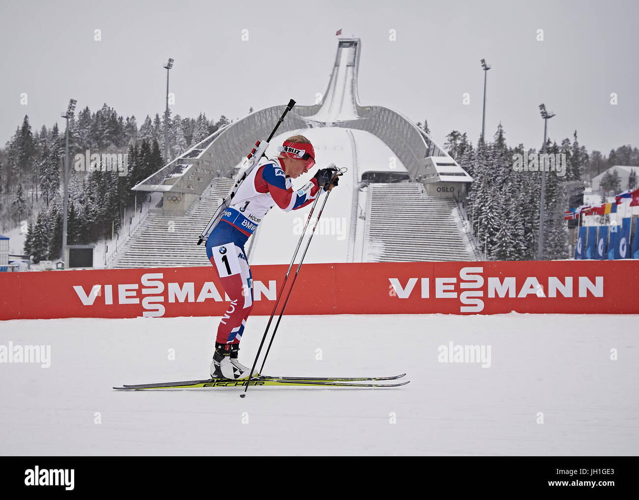 Tiril Eckhoff von Norwegen in die Frau "Relais IBU Biathlon World Championships Oslo Norwegen 2016 Stockfoto