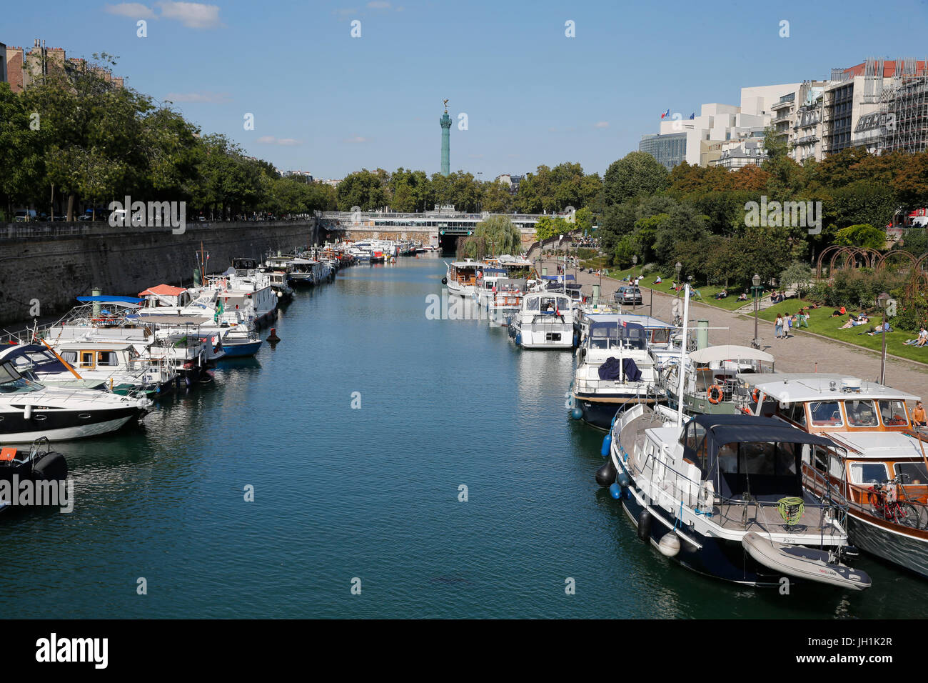 Hafen von La Bastille, Paris. Frankreich. Stockfoto