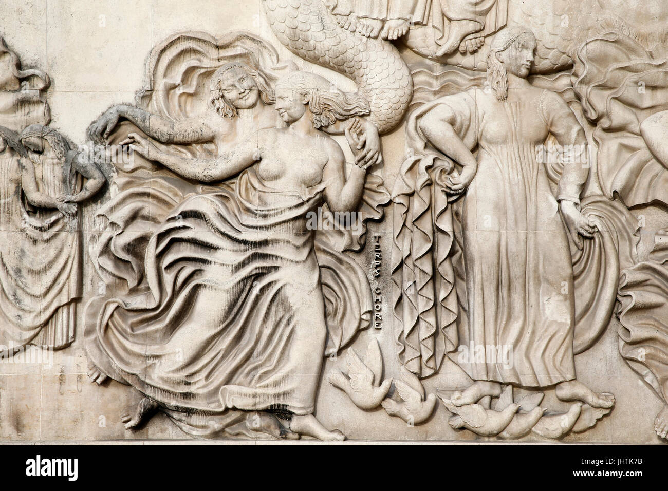 Palais de Tokyo, Paris. AllŽgorie ˆ la Gloire des Arts Dit Aussi LŽgende De La Terre et De La Mer, Alfred-Auguste Janniot vers 1937. DŽtail.  Frankreich Stockfoto