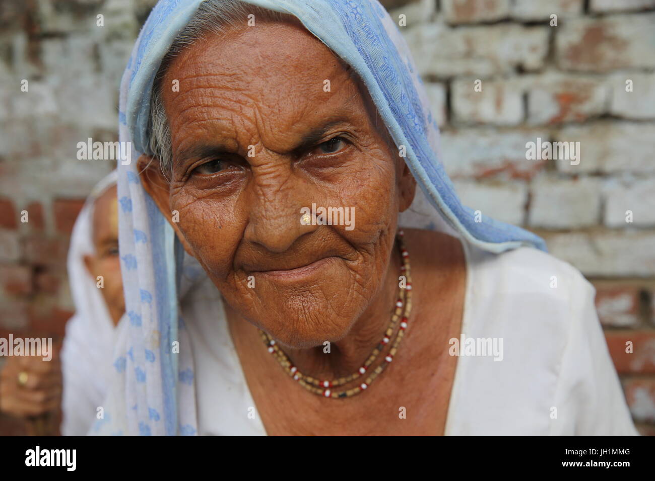 Hindu Witwe in Goverdan. Indien. Stockfoto