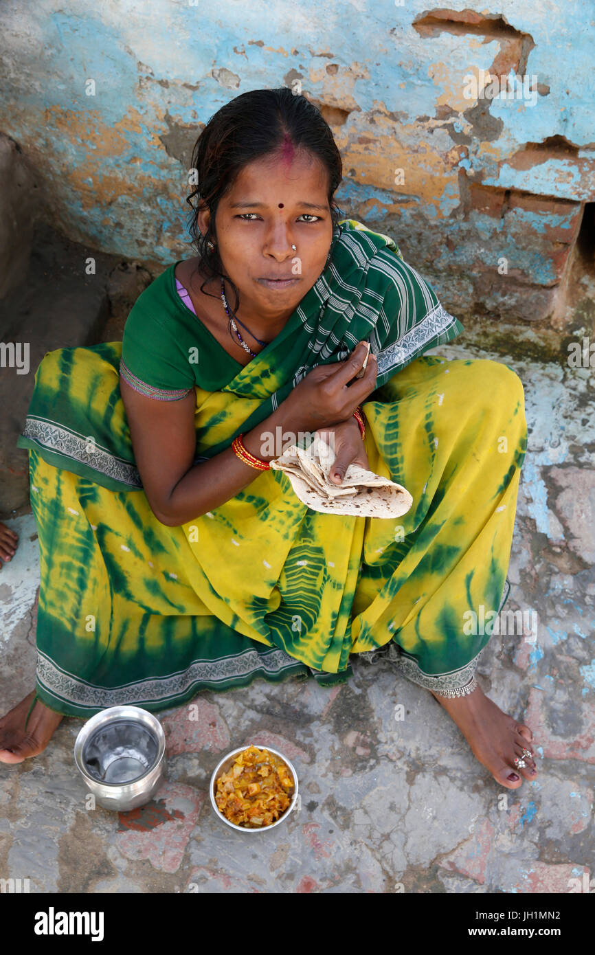 Slum-Bewohner in Vrindavan, Uttar Pradesh. Indien. Stockfoto