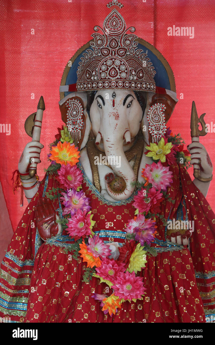 Ganesh Murthi in einem Tempel in Vrindavan. Indien. Stockfoto