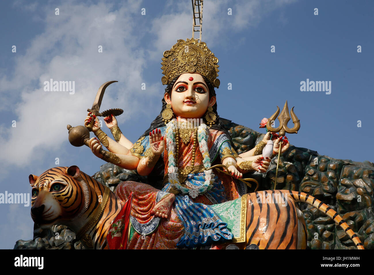 Durga Statue in einem Tempel in Vrindavan. Indien. Stockfoto