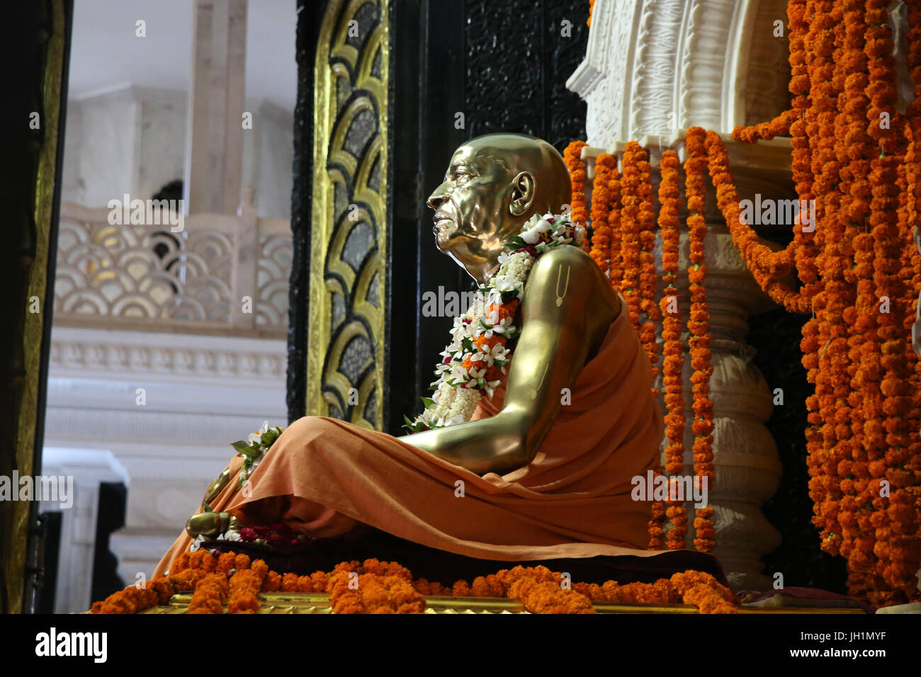 A. C. Bhaktivedanta Swami Prabhupada Mausoleum in Vrindavan, Uttar Pradesh. Indien. Stockfoto
