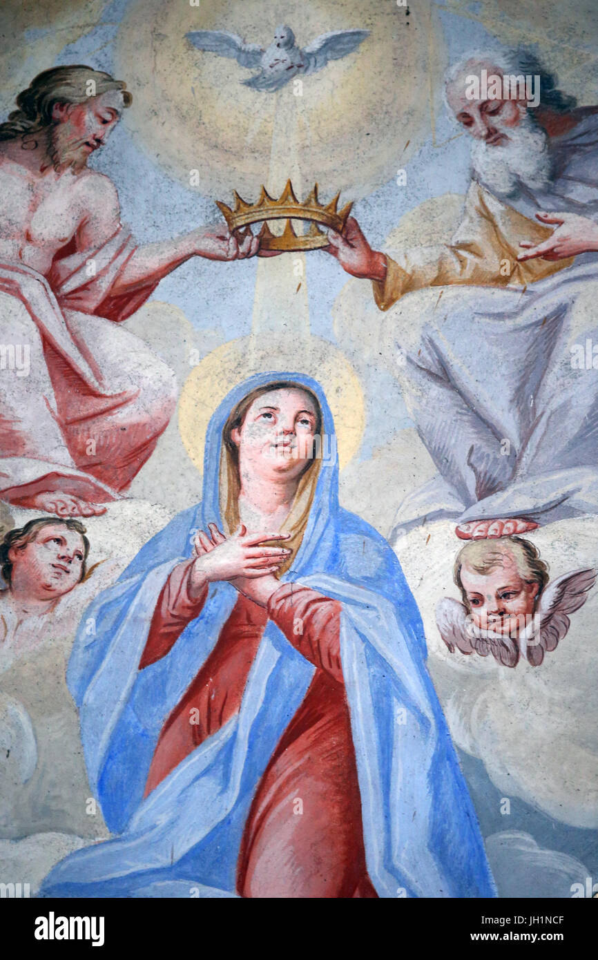 Die Krönung der Jungfrau. (Jesus, Gott einen Heiligen Geistes).   Johannes-Evangelist-Kirche. Santa Maria Maggiore.  Krönung der Jungfrau.  ITA Stockfoto