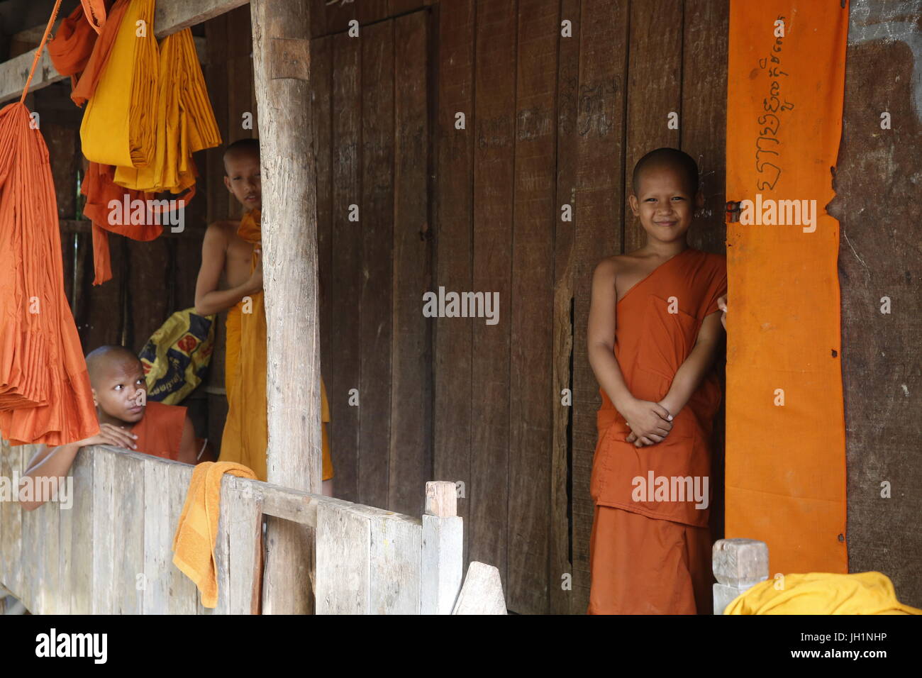 Novizen in einem Khmer-Pagode. Kambodscha. Stockfoto