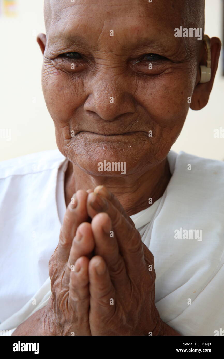 Khmer buddhistische Nonne. Kambodscha. Stockfoto